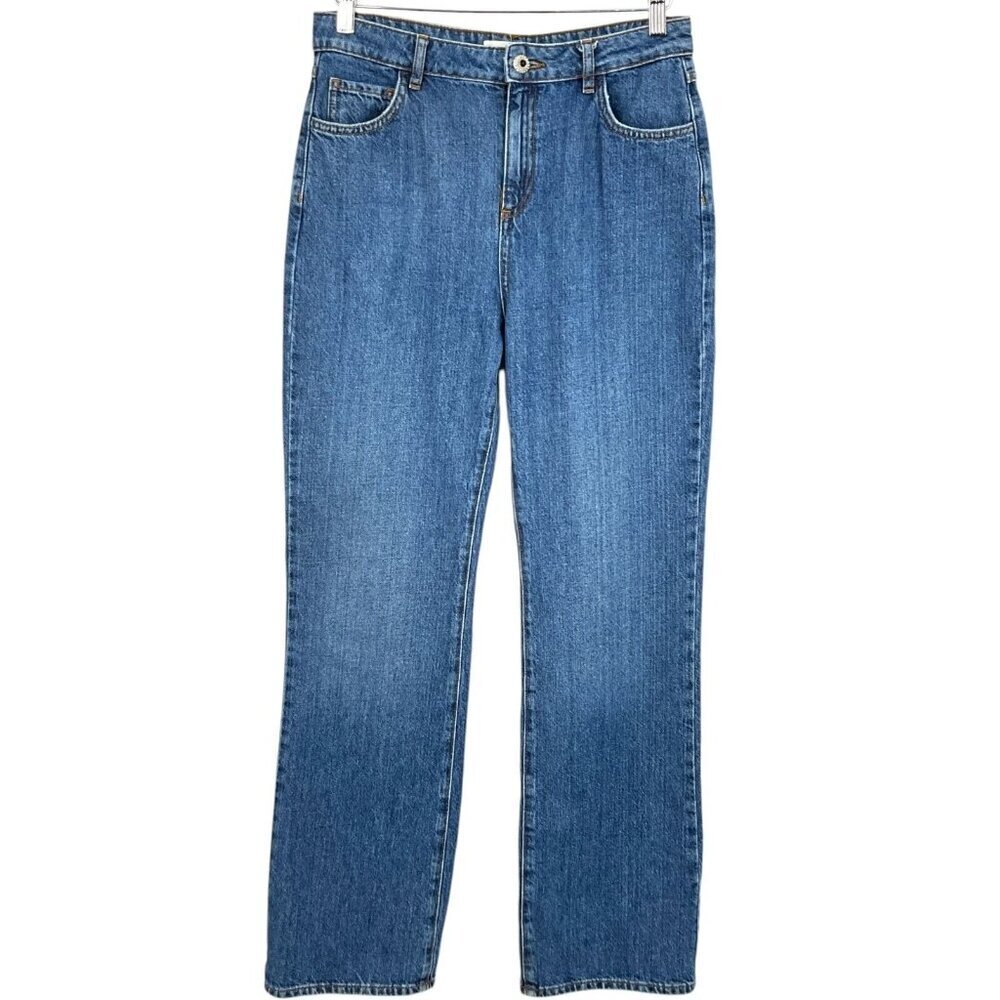 BA&SH Idro Jeans Blue Size 2 High Waist Flare 5 Pockets 100% Cotton Button Fly